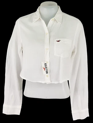 HOLLISTER By A&F Womans White L/S CROPPED SHIRT Ultrasoft - S - RRP £39 - Image 1 of 4