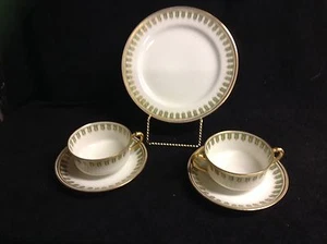 HAVILAND LIMOGES 5 PC Setting Double Handle Cup & Bev Cup Saucers & 7.5" Plate - Picture 1 of 1