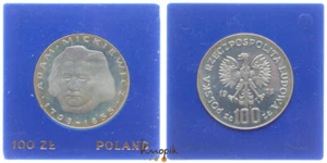 Poland, People's Republic, 100 Zloty 1978, Adam Mickiewicz, Parchimowicz 280, Proof - Picture 1 of 1