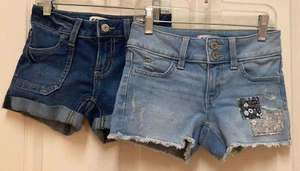 LOT of 2 Girls SO Brand Blue Stretch Denim Shorts (Size 7) - Picture 1 of 7
