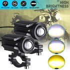 2x 60W LED Driving Fog Light Amber White Projector Lamp Headlight Motorcycle ATV