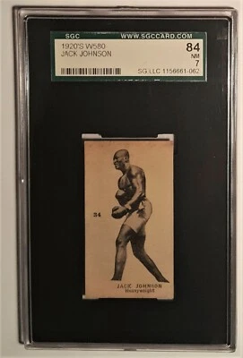 1923 W580 Hand Cut Strip Card #34 Jack Johnson (HOF) SGC 84 NM 7, Extremely Rare - Image 1 of 2