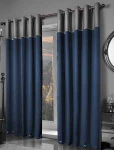 Cortina de ojales/anillos de lujo estilo ombre de dos tonos diamante oscurecimiento térmico - Imagen 1 de 13