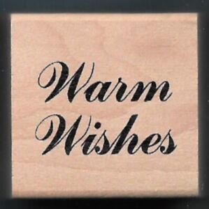 WARM WISHES WINTER SNOW WORDS Holiday Fun All Night Media wood NEW RUBBER STAMP