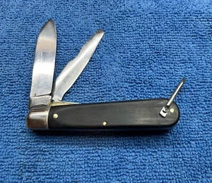 Vintage Kutmaster 2 Blade Electrician/Lineman's Folding Pocket Knife Wood Scales - Picture 1 of 11