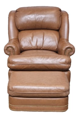 Silla de montar Hancock & Moore Savannah de cuero tostado silla de club silla con otomana a juego Foto 1 de 4