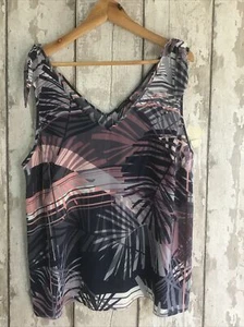 Papaya Purple Mix Leaf Print V Neck Lightweight Top Size 18 BNWOT - Picture 1 of 4