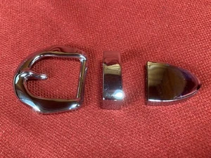 Western/Amish Nickel Brass Belt Buckle Set Choice of Buckle, Keeper & Tip 1 1/4" - Picture 1 of 25