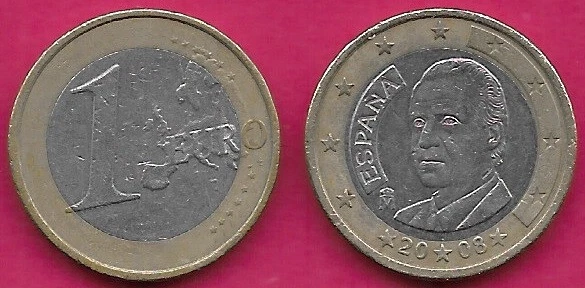 ESPAÑA 1 EURO 2008 XF REY JUAN CARLOS ESTÁ RODEADO POR LAS LETRAS "ESPAÑA" (ESPAÑA Foto 1 de 1