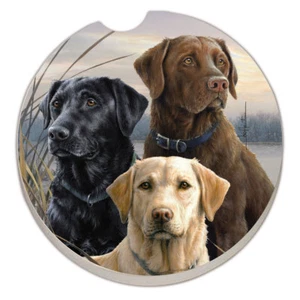 Set of 2 Absorbent Car Coasters Hunting Dogs - Support Rescue - Picture 1 of 1