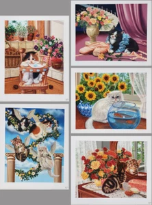 Suite of 5 Higgins Bond Cat Animal Art prints Hand signed Numbered Lithographs - Picture 1 of 11