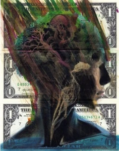 Wolfi Waeger Money Art Real Dollars 1/1 -*VALUES OF LIFE* SEE VIDEO A24 - Picture 1 of 10