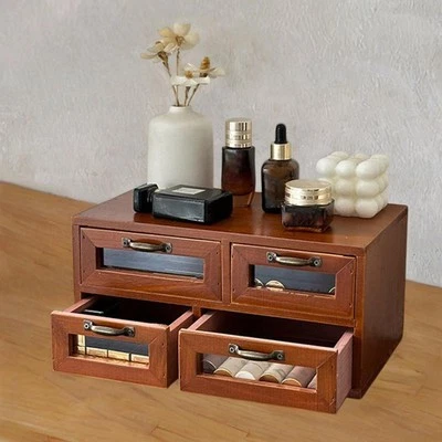 Desk Organizer with 4 Drawers Rustic Vintage for Counter Countertop Office - Image 1 of 4