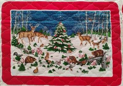 Vintage VIP Cranston A Wildlife Christmas 6 Placemats Pillows Fabric Panel - Image 1 of 4