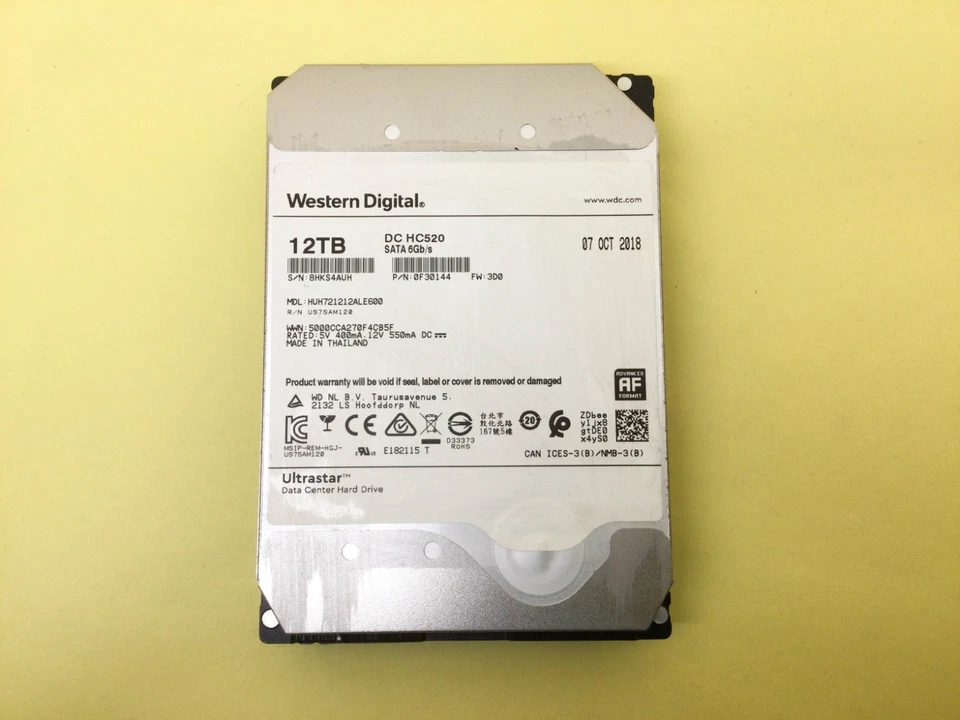 WD DC HC520 12TB 7.2K SATA 6Gb/s 3.5in 512e HDD HUH721212ALE600 - Image 1 of 3