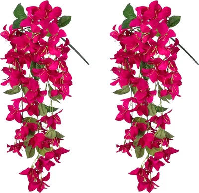 2PCS Bougainvillea Artificial Hanging Flowers Plants for Outdoors Outside Fall D - Image 1 of 4