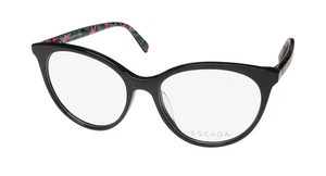 NEW ESCADA VESD40K EYEGLASS FRAME 0700 FULL-RIM WOMENS BLACK 52-16-140 CAT EYE - Picture 1 of 8