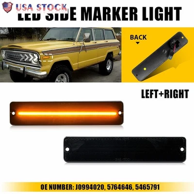 LED Side Marker Fender Light Amber Smoked Lens For 1984-1991 Jeep Grand Wagoneer - Image 1 of 4