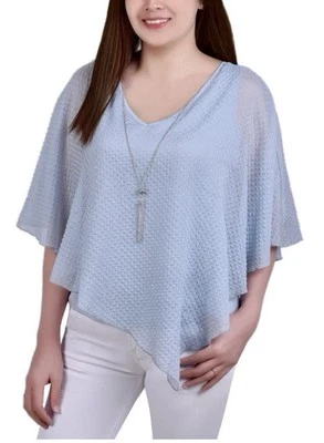 NY Collection Women's Petite Chiffon Poncho with Matching Tank Blue Size PS NWT - Image 1 of 3