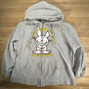Vintage Jim Benton Happy Bunny Kapuzenpullover mit Reißverschluss "I'm Not Saying I'm Cool" Damen 2X - Bild 1 von 14