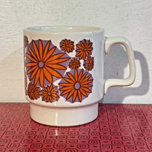 Staffordshire Potteries Mug 1970s Pattern Vingtage Retro Cool Floral Pattern - Picture 1 of 5