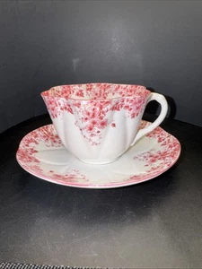 Shelley England Fine Bone China Cup And Saucer 051/P Dainty Pink And White - Picture 1 of 24