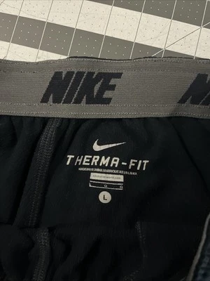 Nike Therma-Fit Men’s Joggers Size L Black / Gray Logo Straight Leg Pockets Y2K - Image 1 of 4