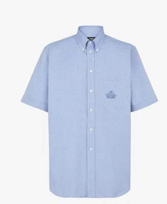 FENDI Men’s Light Blue Oxford Short Sleeve Shirt Size L $810! - Image 1 of 4