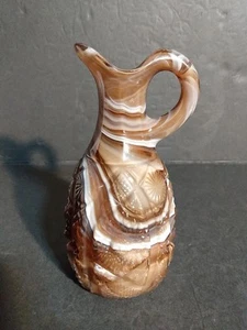 Imperial Glass Brown Glossy Slag Daisy & Button 5.75" Tall Cruet Missing Stopper - Picture 1 of 14