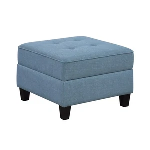 Living Room Storage Ottoman: Blue Tufted, Modern Solid Wood Comfort - Picture 1 of 13