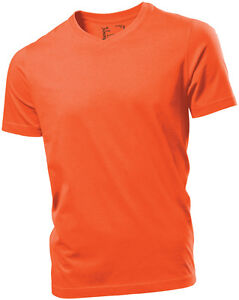 Hanes Herren Schlicht Orange Organisch Cotton Vee V-Ausschnitt T-Shirt S-XXXL