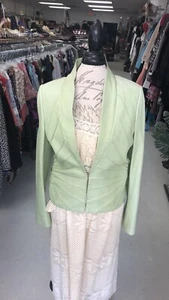 VINTAGE PENTA Women's Leather Jacket Light LIME GREEN SZ 12 - Picture 1 of 7