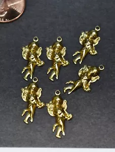 VINTAGE 6 CHERUB MESSING ANHÄNGER CHARMS STANZUNGEN 21 mm WINZIGE PERLEN - Bild 1 von 2