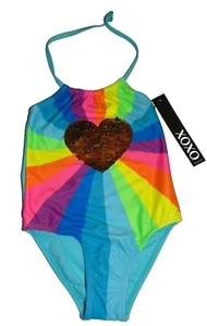 ~NWT Girls XOXO Heart Sequins Rainbow Swimsuit! Size 4 Super Cute $45 FS:)~ - Picture 1 of 2