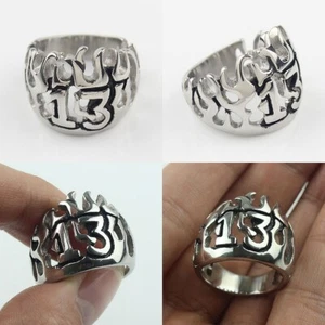 Cooler Herren Silber 316L Edelstahl Flamme Zahl 13 Biker Ring Punk Schmuck - Bild 1 von 10