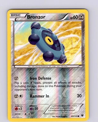Pokemon TCG Bronzor XY Fates Collide 60/124 Reverse Holo Common Card NM - Image 1 of 2