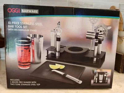 OGGI BARWARE 10 PC STAINLESS STEEL BAR TOOL SET Bar Gift Housewarming Party - Image 1 of 2