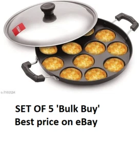 12 Cavity Appam Patra seitlicher Griff mit Deckel schwarz - 5er-Set Großkauf bei eBay - Bild 1 von 5