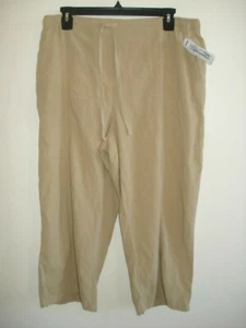 Pantalones Capri Damas Caqui Talla Mediana Sábanas Laura Scott Nuevos - Imagen 1 de 2