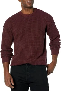 GUESS Men's 2 Tone Waffle Brendon Sweater, Jet Black/Red Noir Multi, XXL - Picture 1 of 2