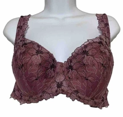 Sujetador de encaje Ambrielle 42C púrpura/plateado con aros soporte acolchado correas ajustables Foto 1 de 4