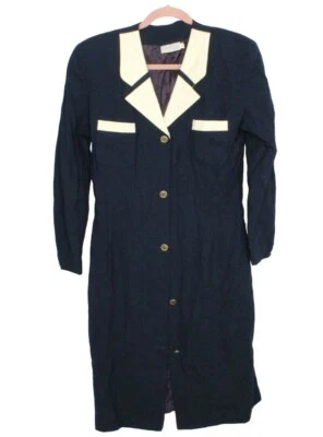 Vintage! Nordstrom Womens Blue Wool Lined Sailor Dress Size 14 - Image 1 of 4