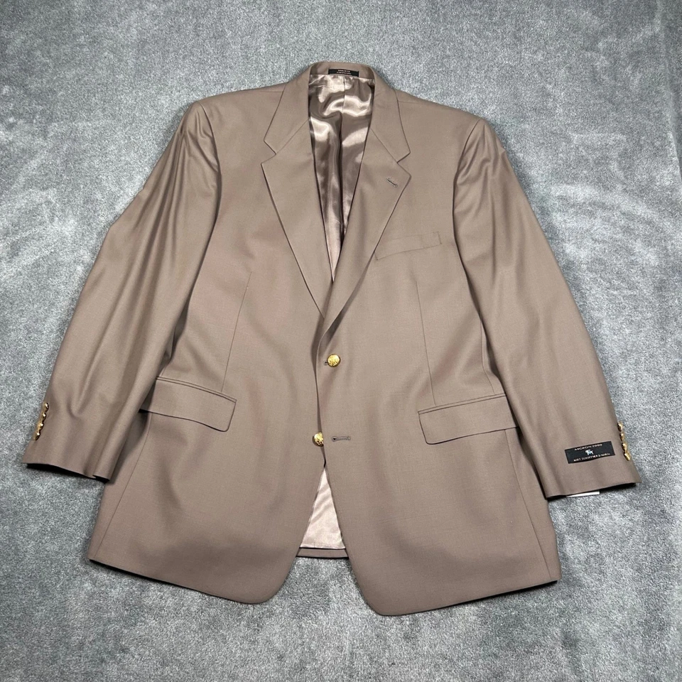 Chaqueta Blazer Hart Schaffner Marx Micron 2000 Lana Marrón Dorado Botón 48R Nueva con Etiquetas EE. UU. Foto 1 de 4