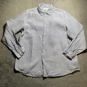 Uniqlo Shirt Men's XL Blue Striped Linen Button-Up Casual Shirt - Picture 1 of 10