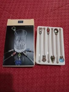 Juego de 6 agitadores de vidrio navideño vintage Royal Limited, 2001 - Imagen 1 de 8