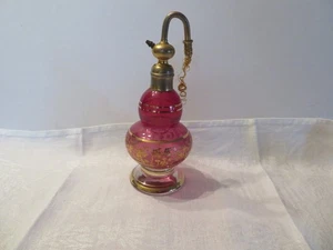 pulvérisateur parfum en verre à décor doré 19 cm - Picture 1 of 4