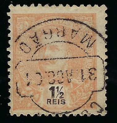 1898-1903 PORTUGUESE INDIA 1 1/2 reis STAMP SCOTT 198 - Image 1 of 2