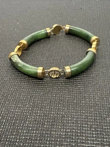 Pulsera tipo jade Jw1 de colección tono dorado tubo curvo chino eslabón K140 - Imagen 1 de 9