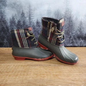 Sperry Plaid Fleece Ducks Rain Boots | Women's 7M - Picture 1 of 12