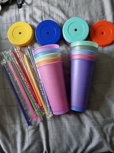 TAL Color Changing REUSABLE 24 oz Tumblers Set 10 Pack Cups & Lids - Picture 1 of 8
